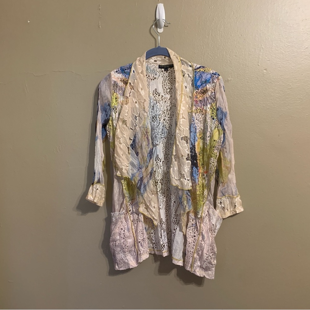 Alberto Makali Lace 3/4 Sleeve Cardigan with Pockets